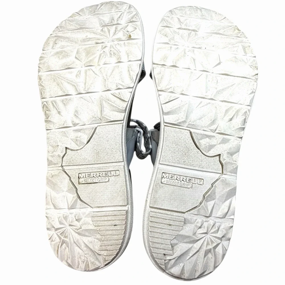Merrell High Rise Sandals Womens 8 Gray White Cork Footbed Sport Thong Sandal